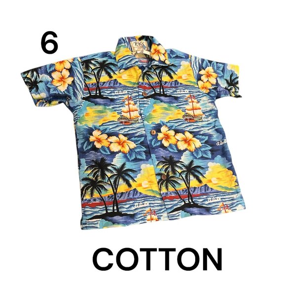 KY'S Hawaiian Floral Shirt Child Size 6 100% Cotton Beach Vacation Holiday - Picture 1 of 6